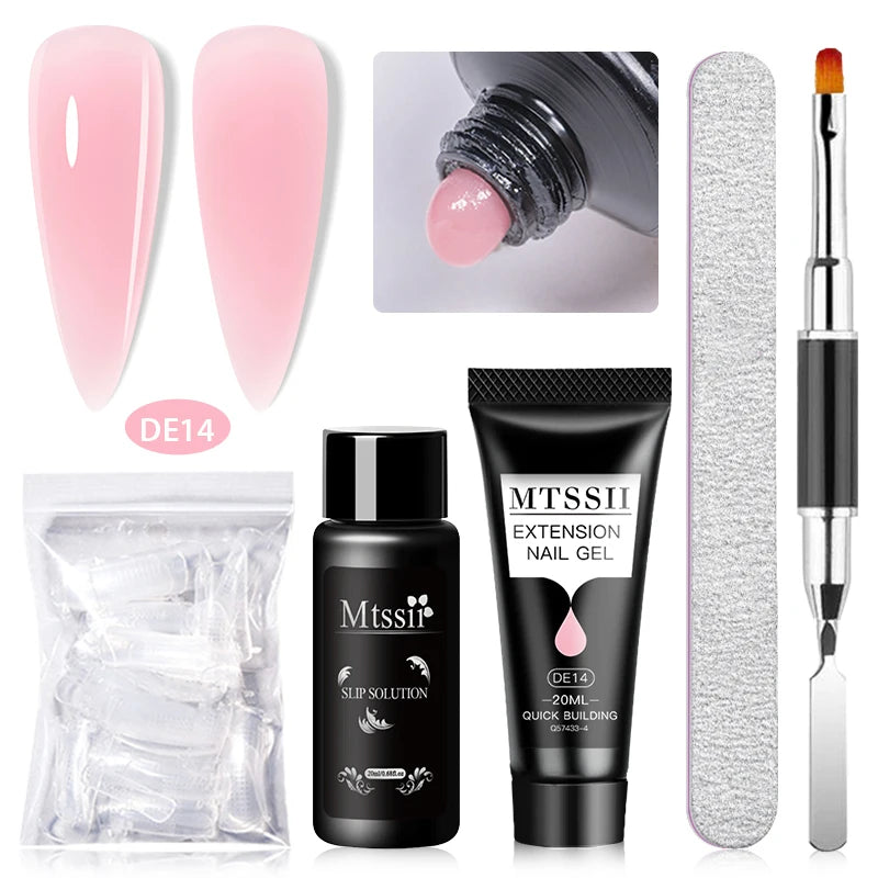 20Ml Extension Nail Gel Set Full Manicure Kit Nude Pnk White Quick Extension Nails Building Fingertips Tools Set
