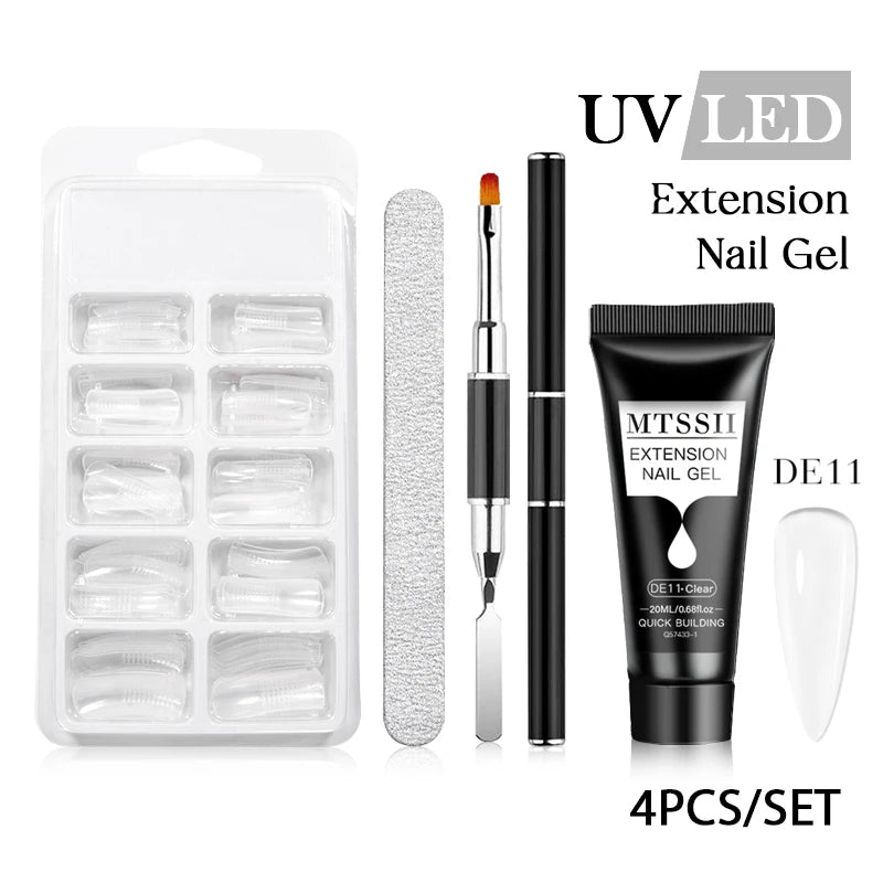 20Ml Extension Nail Gel Set Full Manicure Kit Nude Pnk White Quick Extension Nails Building Fingertips Tools Set