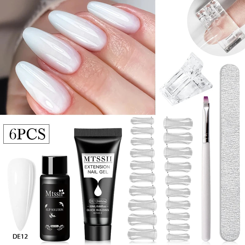 20Ml Extension Nail Gel Set Full Manicure Kit Nude Pnk White Quick Extension Nails Building Fingertips Tools Set