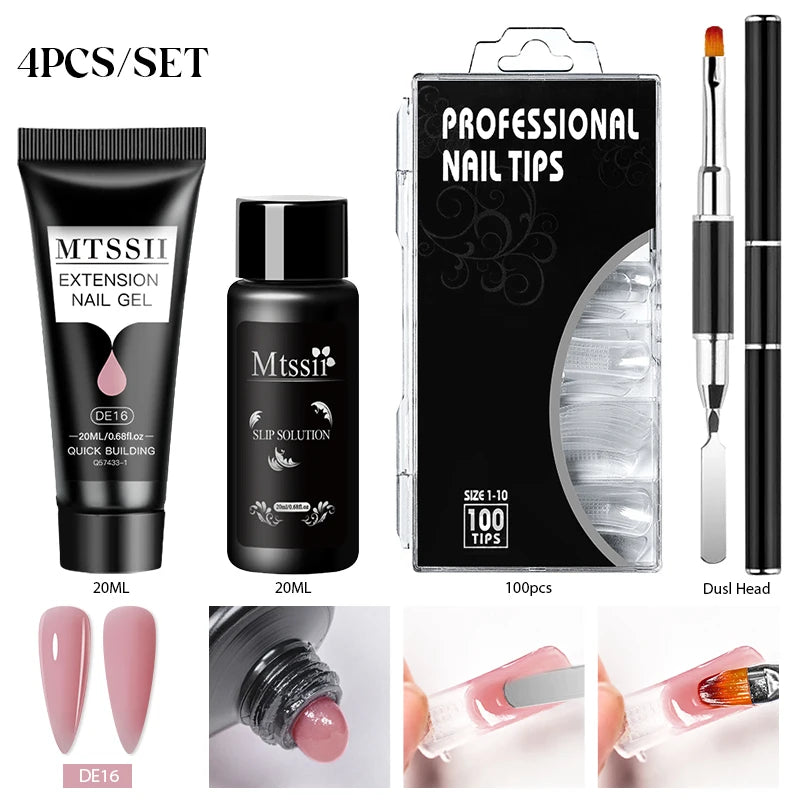 20Ml Extension Nail Gel Set Full Manicure Kit Nude Pnk White Quick Extension Nails Building Fingertips Tools Set