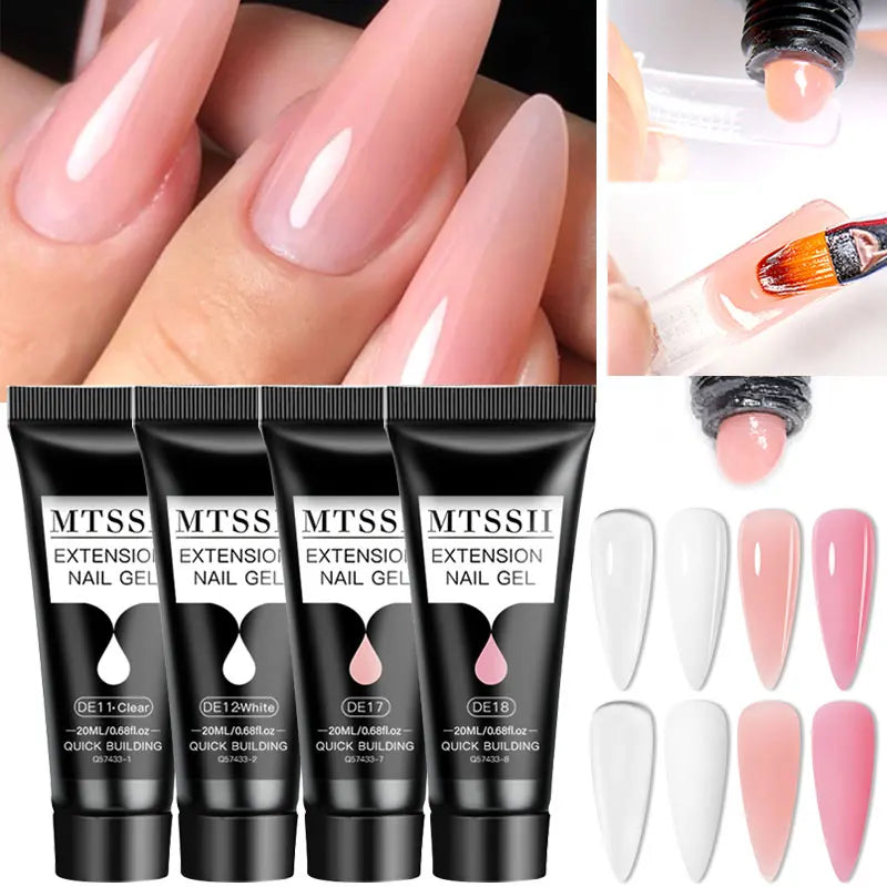 20Ml Extension Nail Gel Set Full Manicure Kit Nude Pnk White Quick Extension Nails Building Fingertips Tools Set