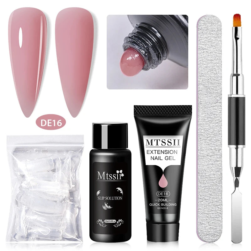 20Ml Extension Nail Gel Set Full Manicure Kit Nude Pnk White Quick Extension Nails Building Fingertips Tools Set