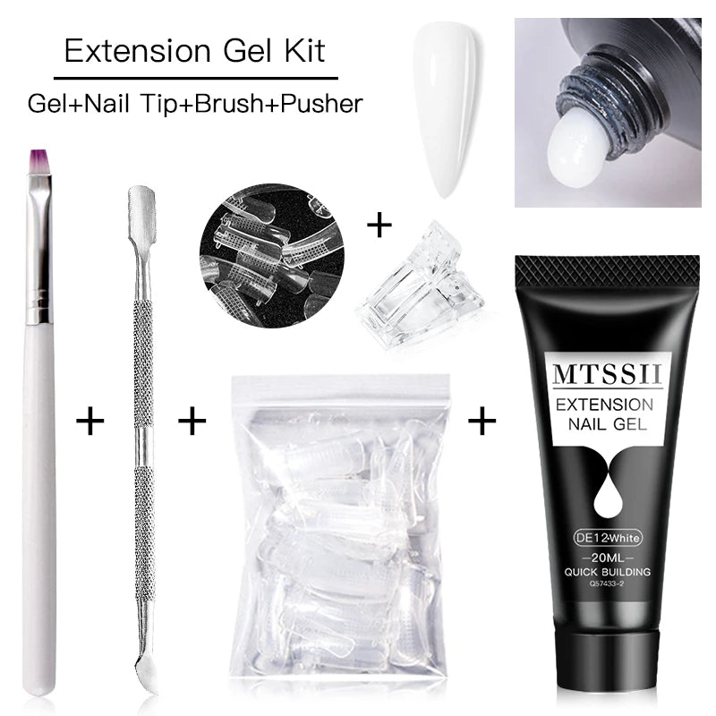 20Ml Extension Nail Gel Set Full Manicure Kit Nude Pnk White Quick Extension Nails Building Fingertips Tools Set