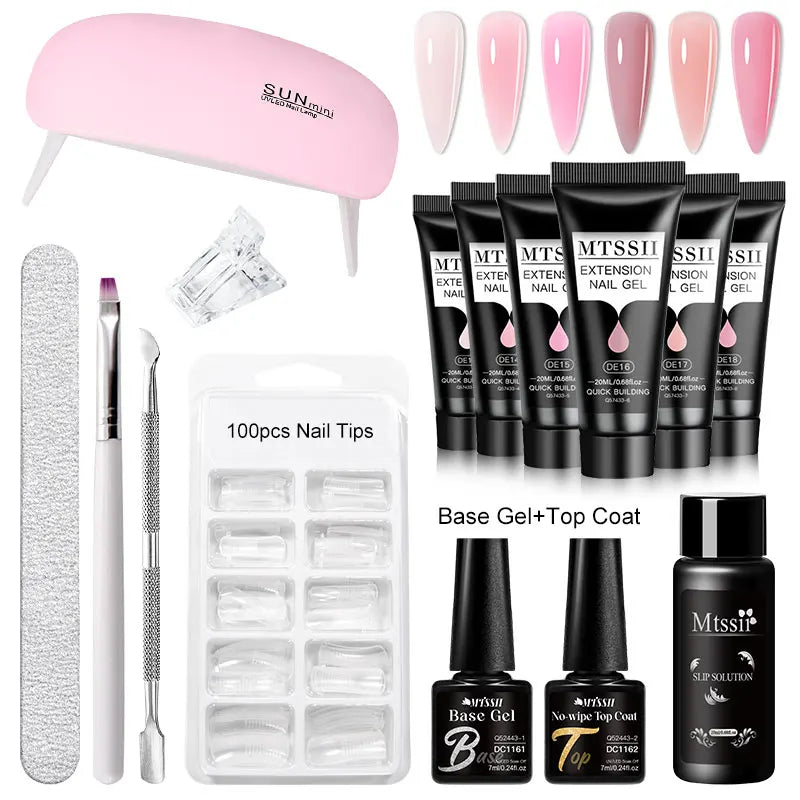 20Ml Extension Nail Gel Set Full Manicure Kit Nude Pnk White Quick Extension Nails Building Fingertips Tools Set