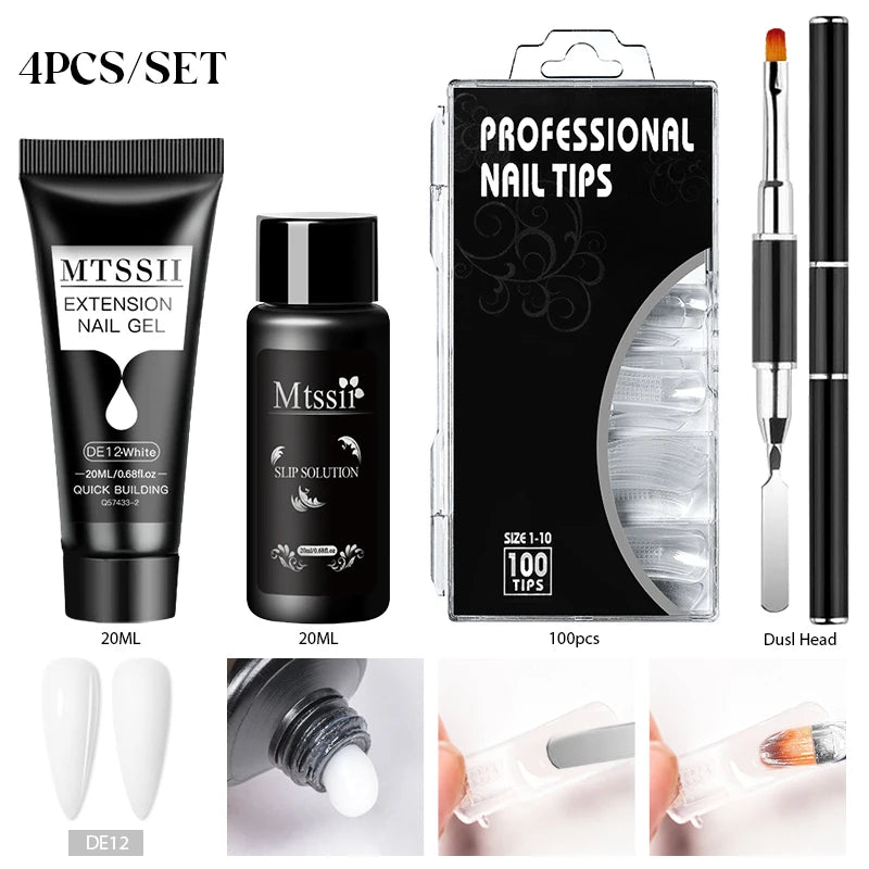 20Ml Extension Nail Gel Set Full Manicure Kit Nude Pnk White Quick Extension Nails Building Fingertips Tools Set