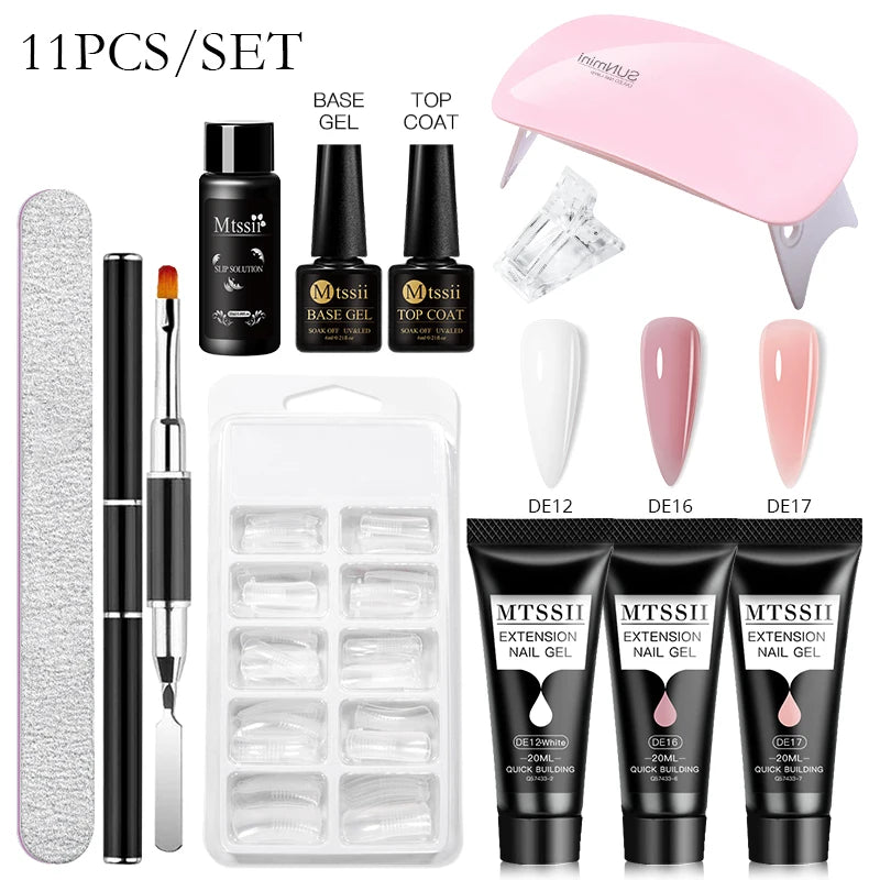 20Ml Extension Nail Gel Set Full Manicure Kit Nude Pnk White Quick Extension Nails Building Fingertips Tools Set