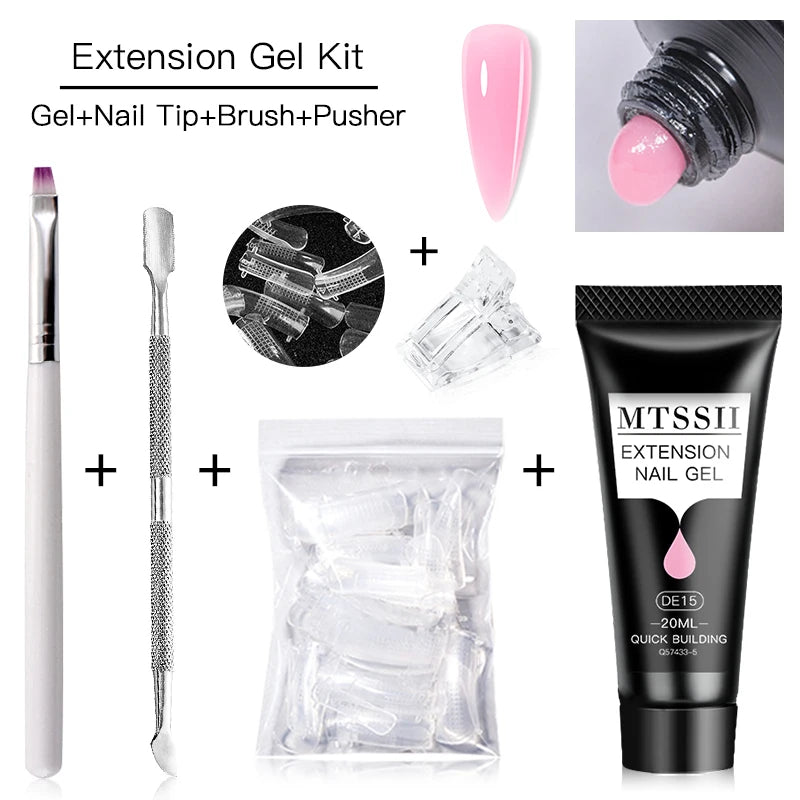 20Ml Extension Nail Gel Set Full Manicure Kit Nude Pnk White Quick Extension Nails Building Fingertips Tools Set