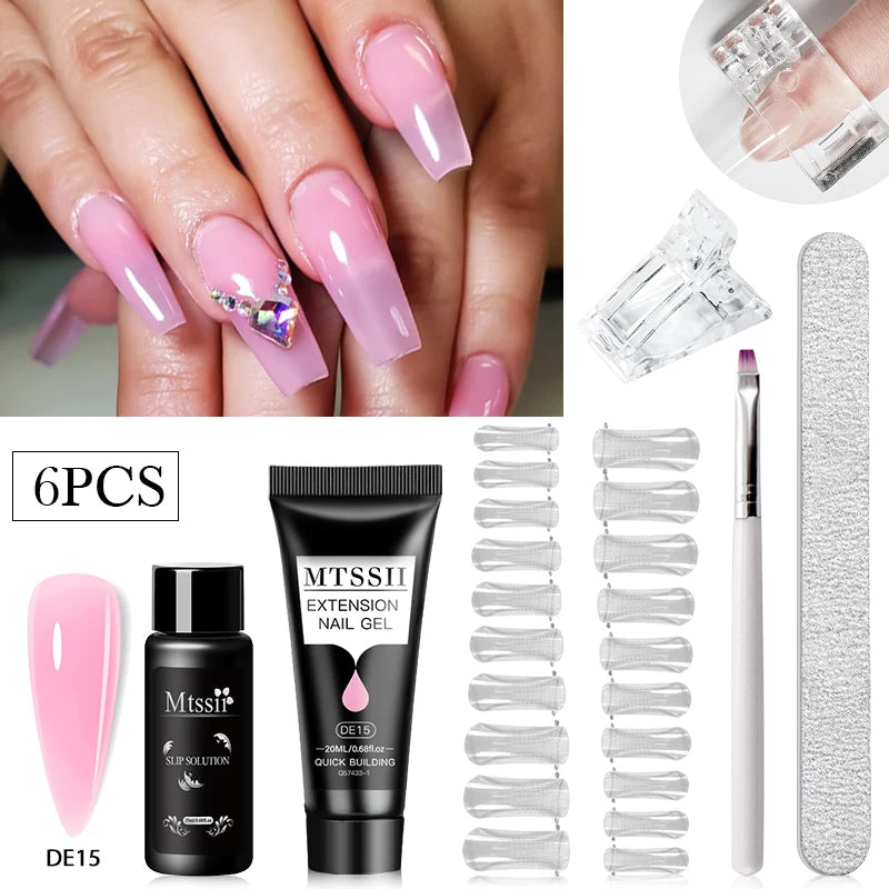 20Ml Extension Nail Gel Set Full Manicure Kit Nude Pnk White Quick Extension Nails Building Fingertips Tools Set