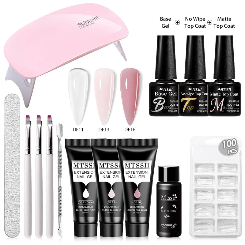 20Ml Extension Nail Gel Set Full Manicure Kit Nude Pnk White Quick Extension Nails Building Fingertips Tools Set