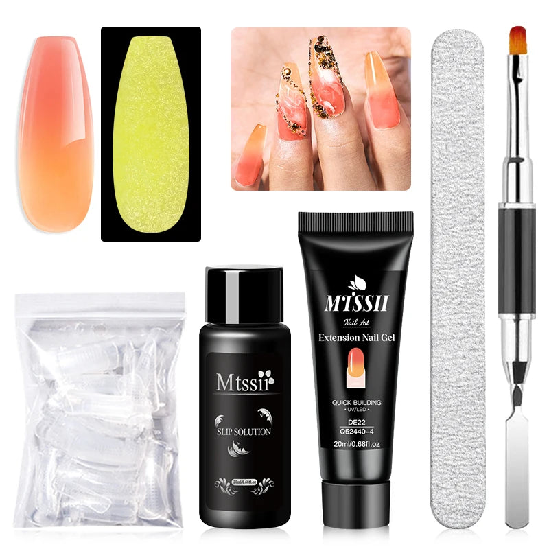 20Ml Extension Nail Gel Set Full Manicure Kit Nude Pnk White Quick Extension Nails Building Fingertips Tools Set