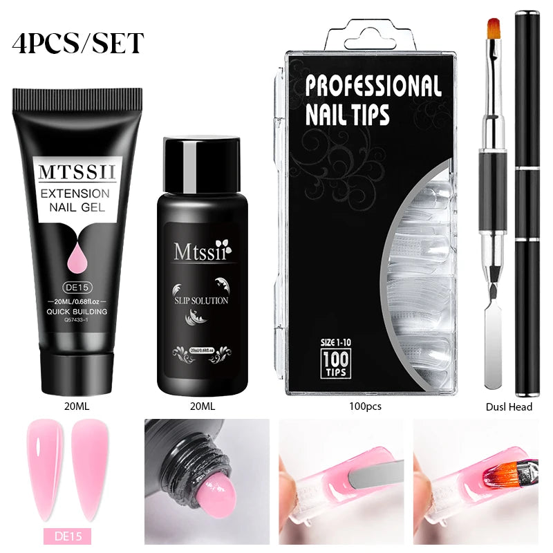 20Ml Extension Nail Gel Set Full Manicure Kit Nude Pnk White Quick Extension Nails Building Fingertips Tools Set