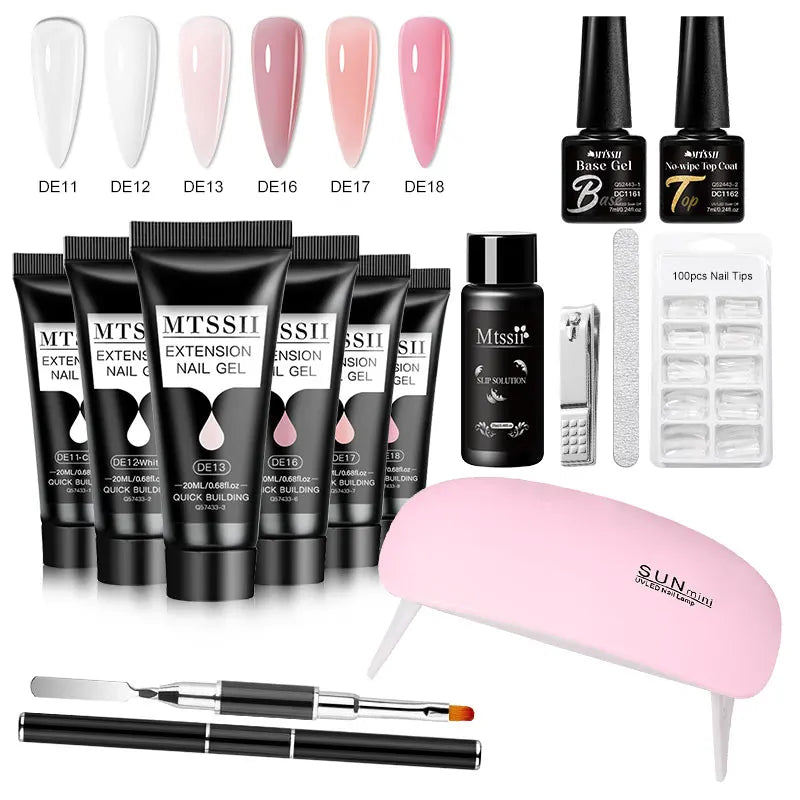 20Ml Extension Nail Gel Set Full Manicure Kit Nude Pnk White Quick Extension Nails Building Fingertips Tools Set