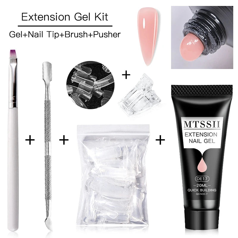 20Ml Extension Nail Gel Set Full Manicure Kit Nude Pnk White Quick Extension Nails Building Fingertips Tools Set
