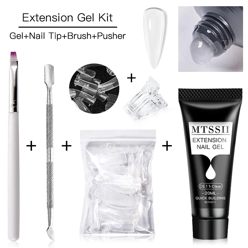 20Ml Extension Nail Gel Set Full Manicure Kit Nude Pnk White Quick Extension Nails Building Fingertips Tools Set