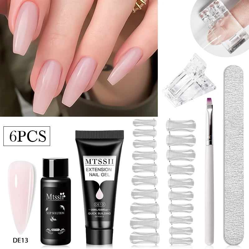 20Ml Extension Nail Gel Set Full Manicure Kit Nude Pnk White Quick Extension Nails Building Fingertips Tools Set
