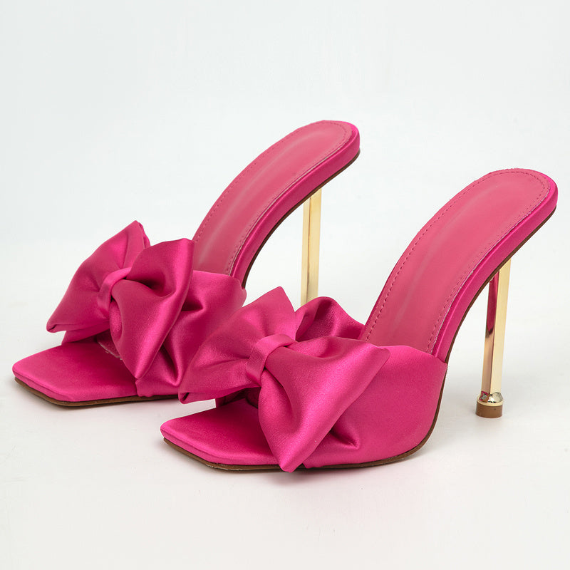 Women's Butterfly High Heel Square Toe Sandals