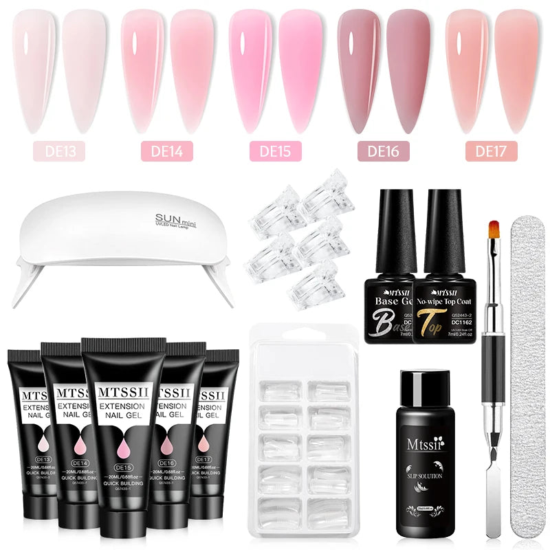 20Ml Extension Nail Gel Set Full Manicure Kit Nude Pnk White Quick Extension Nails Building Fingertips Tools Set