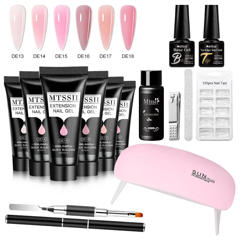 20Ml Extension Nail Gel Set Full Manicure Kit Nude Pnk White Quick Extension Nails Building Fingertips Tools Set