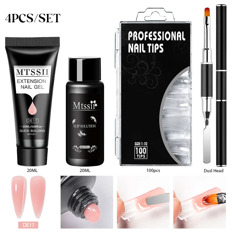 20Ml Extension Nail Gel Set Full Manicure Kit Nude Pnk White Quick Extension Nails Building Fingertips Tools Set