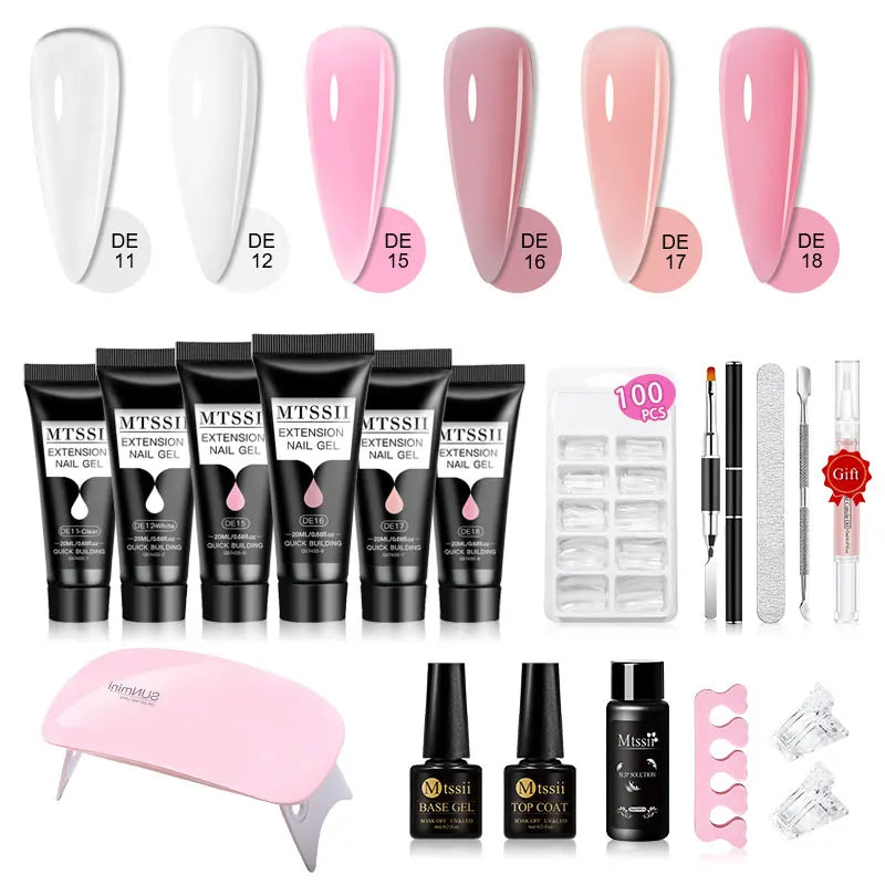 20Ml Extension Nail Gel Set Full Manicure Kit Nude Pnk White Quick Extension Nails Building Fingertips Tools Set