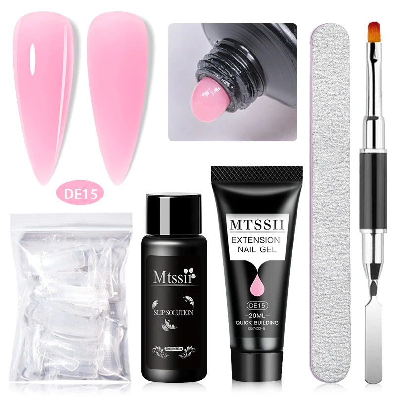 20Ml Extension Nail Gel Set Full Manicure Kit Nude Pnk White Quick Extension Nails Building Fingertips Tools Set