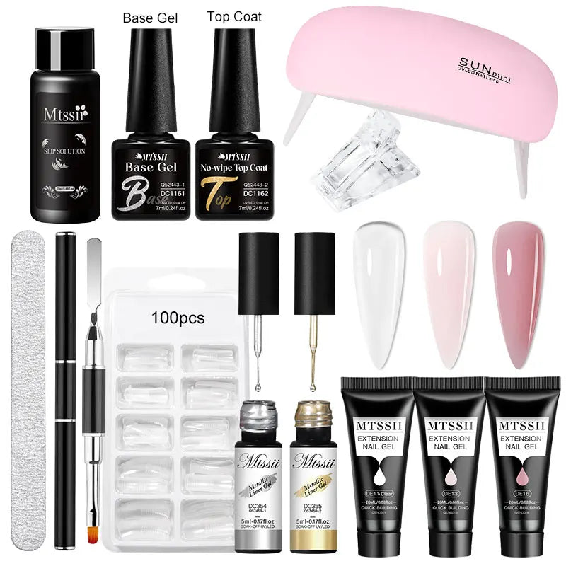 20Ml Extension Nail Gel Set Full Manicure Kit Nude Pnk White Quick Extension Nails Building Fingertips Tools Set