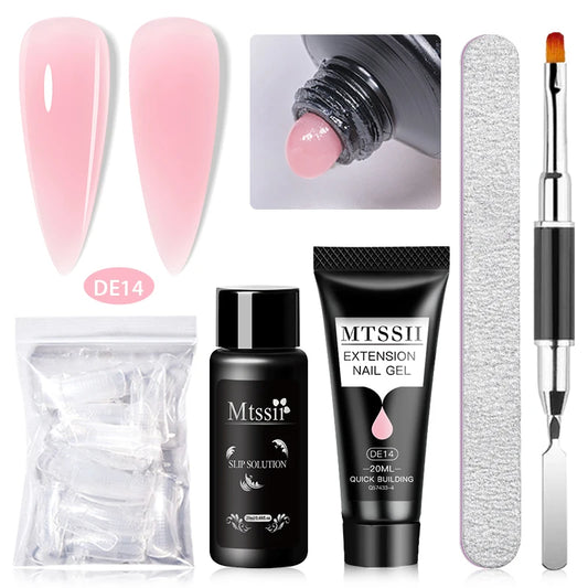 20Ml Extension Nail Gel Set Full Manicure Kit Nude Pnk White Quick Extension Nails Building Fingertips Tools Set