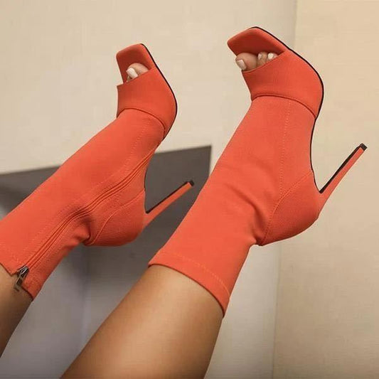 Fish Mouth Women's Boots Fashion Solid Color Stiletto Low Top