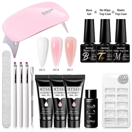 20Ml Extension Nail Gel Set Full Manicure Kit Nude Pnk White Quick Extension Nails Building Fingertips Tools Set