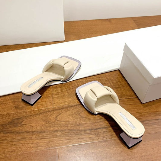 Short-heel Candy Color Flip-flops Cute Sweet High Heel Sandals For Women