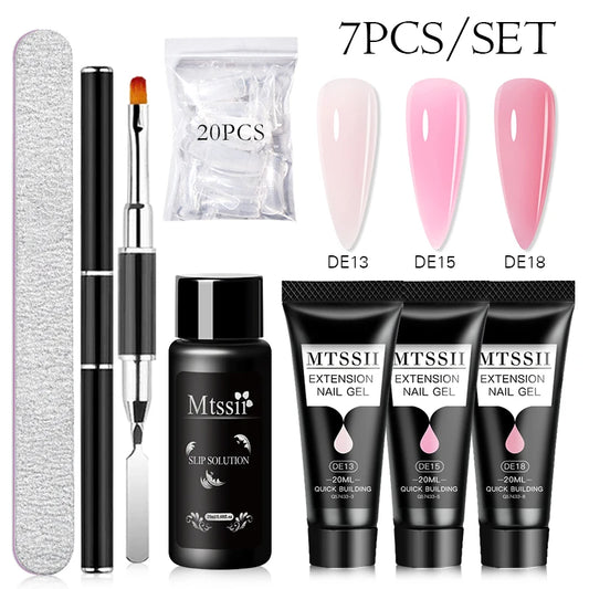 20Ml Extension Nail Gel Set Full Manicure Kit Nude Pnk White Quick Extension Nails Building Fingertips Tools Set