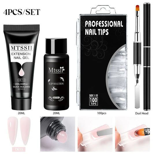 20Ml Extension Nail Gel Set Full Manicure Kit Nude Pnk White Quick Extension Nails Building Fingertips Tools Set