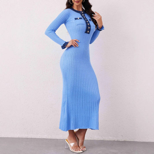 Women elegant Knitted Waist-controlled Slim Fit Slimming All-matching Dress