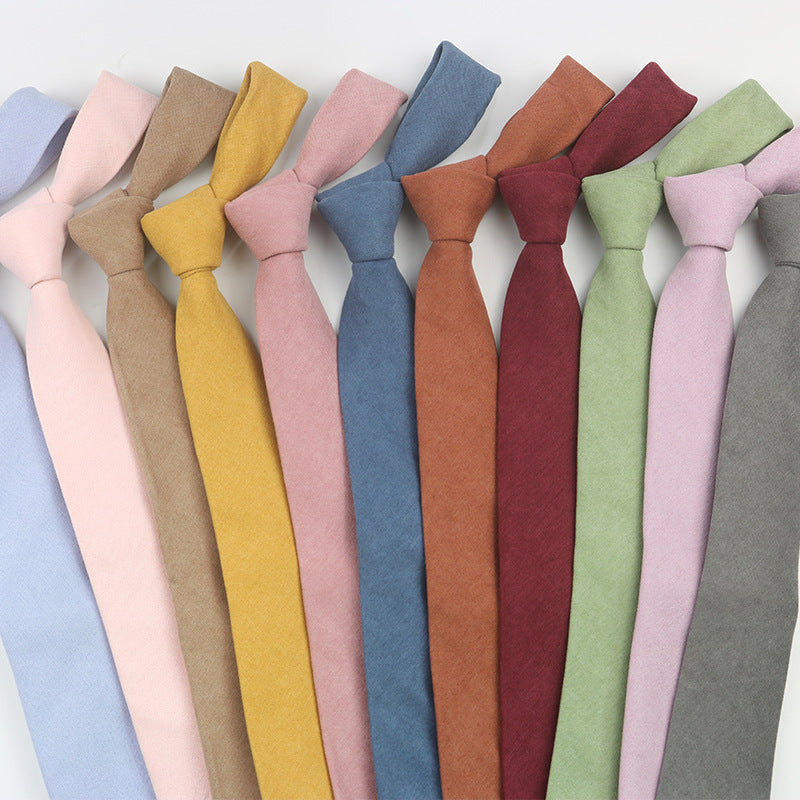 Casual Suede Pure Color Artistic Shirt Macaron Color 7cm Hand Tie