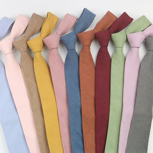 Casual Suede Pure Color Artistic Shirt Macaron Color 7cm Hand Tie