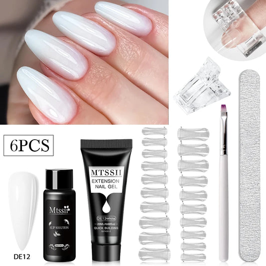 20Ml Extension Nail Gel Set Full Manicure Kit Nude Pnk White Quick Extension Nails Building Fingertips Tools Set