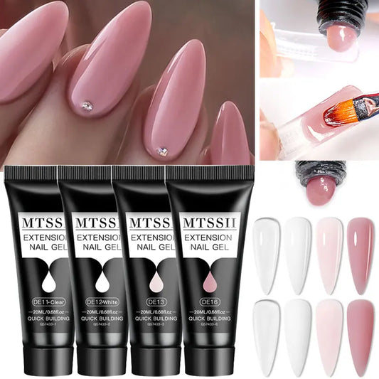 20Ml Extension Nail Gel Set Full Manicure Kit Nude Pnk White Quick Extension Nails Building Fingertips Tools Set