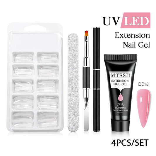 20Ml Extension Nail Gel Set Full Manicure Kit Nude Pnk White Quick Extension Nails Building Fingertips Tools Set