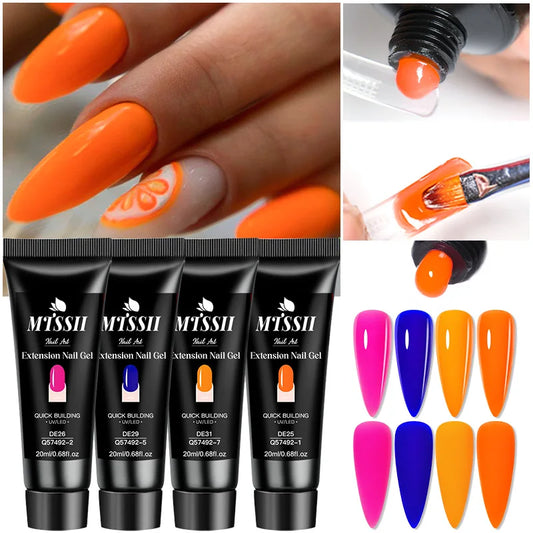 20Ml Extension Nail Gel Set Full Manicure Kit Nude Pnk White Quick Extension Nails Building Fingertips Tools Set
