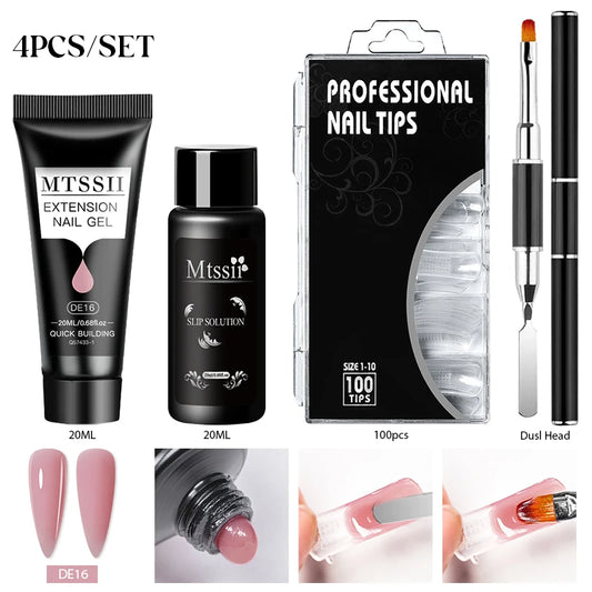 20Ml Extension Nail Gel Set Full Manicure Kit Nude Pnk White Quick Extension Nails Building Fingertips Tools Set
