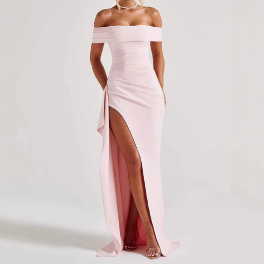 Women's Fashion Temperament Solid Color Slim Sleeveless Split Dresses