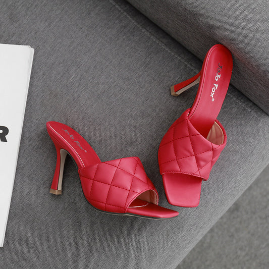 Summer Style Stiletto Rhombus Sandals And Slippers for women