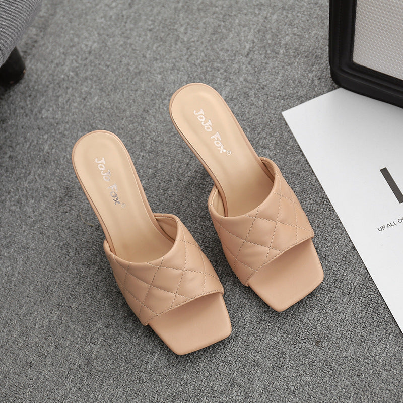 Summer Style Stiletto Rhombus Sandals And Slippers for women