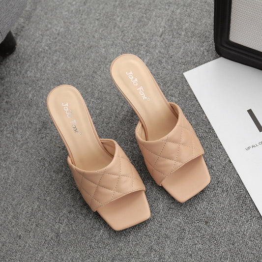 Summer Style Stiletto Rhombus Sandals And Slippers for women
