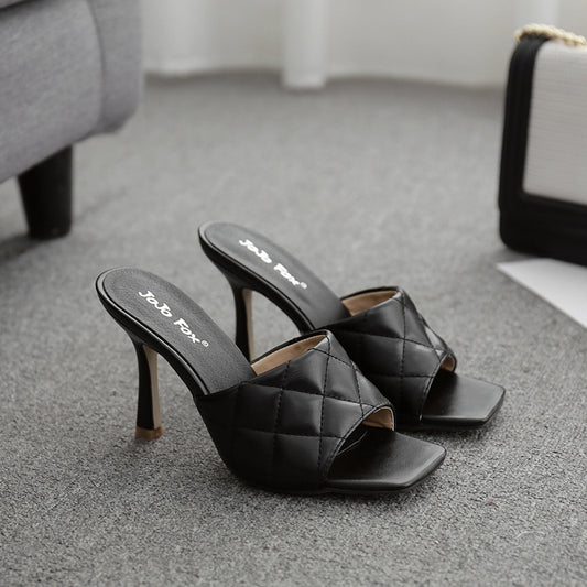 Summer Style Stiletto Rhombus Sandals And Slippers for women