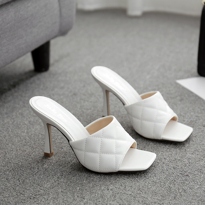 Summer Style Stiletto Rhombus Sandals And Slippers for women