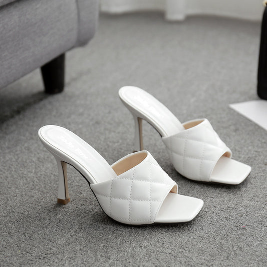 Summer Style Stiletto Rhombus Sandals And Slippers for women