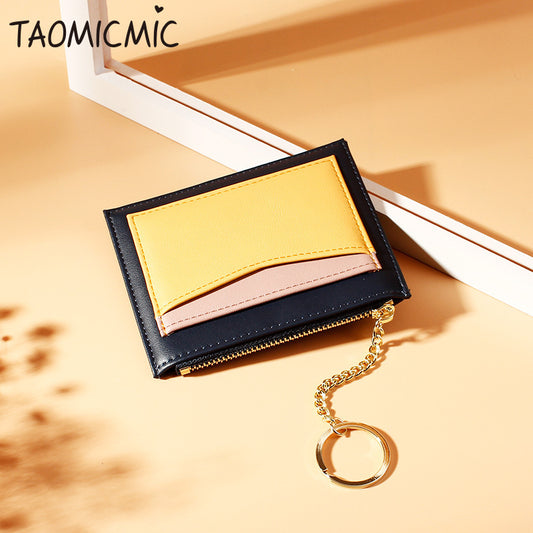 Stitching Ladies Wallet Multi-Card Position Zipper Card Small Wallet Ladies Coin Purse