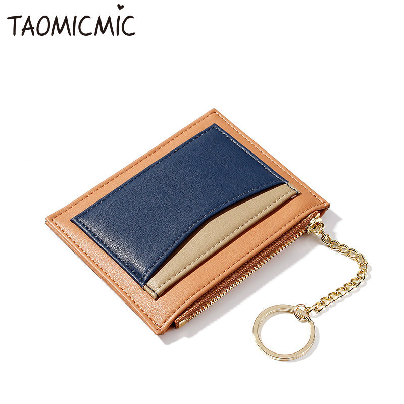 Stitching Ladies Wallet Multi-Card Position Zipper Card Small Wallet Ladies Coin Purse
