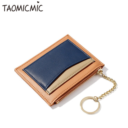 Stitching Ladies Wallet Multi-Card Position Zipper Card Small Wallet Ladies Coin Purse